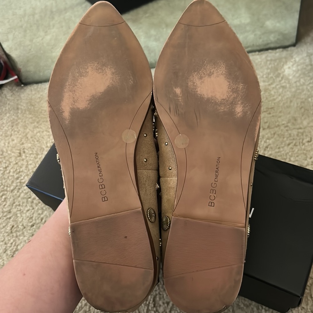 Tan Studded Bcbgeneration Pointed Toe Genuine Sue… - image 4